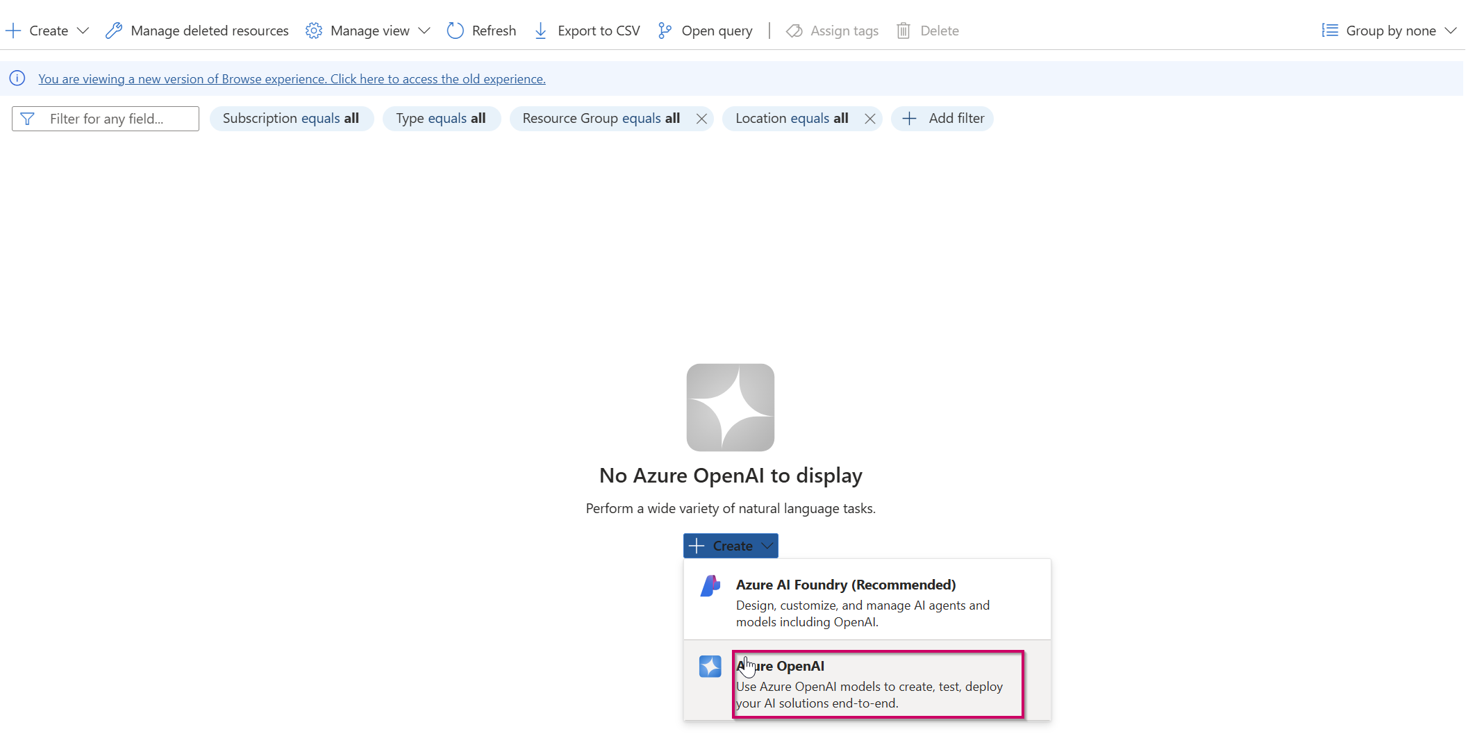 Creating an Azure OpenAI resource