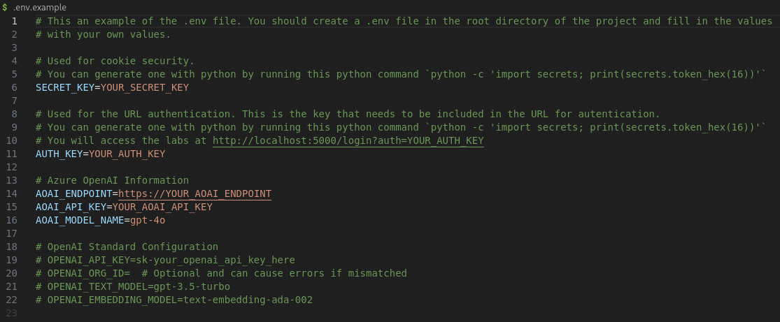 .env file configuration