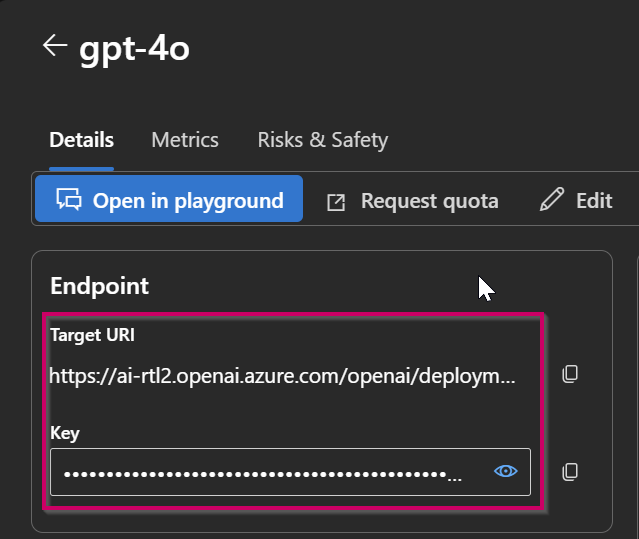 GPT-4o endpoint and API key